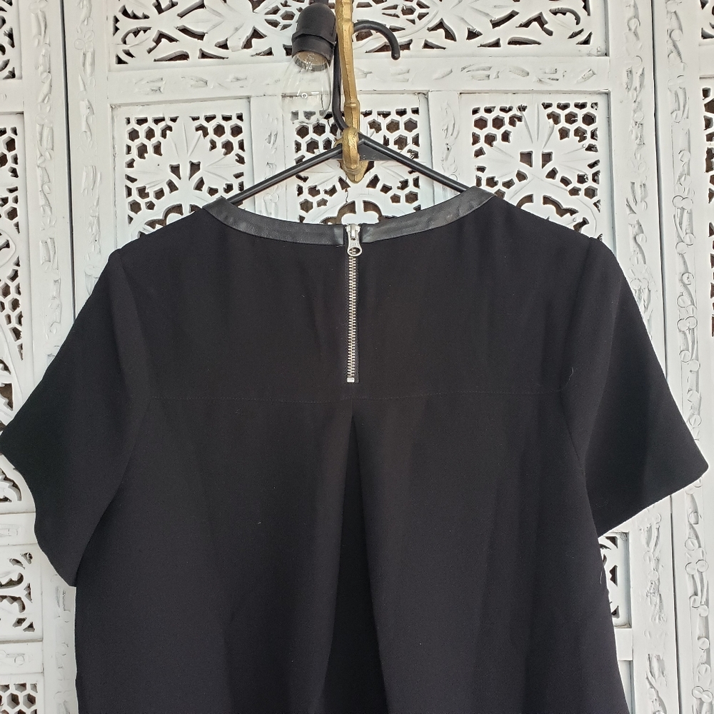 Madewell Leather Trim Collar Mini Dress in Black - Picture 4 of 6